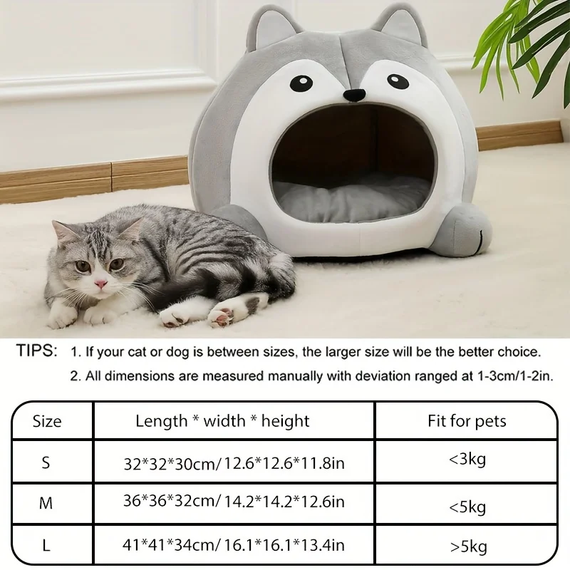 Cama para gatos de dibujos animados, casa para gatos pequeños y medianos, acogedora cueva para gatitos. - Imagen 21