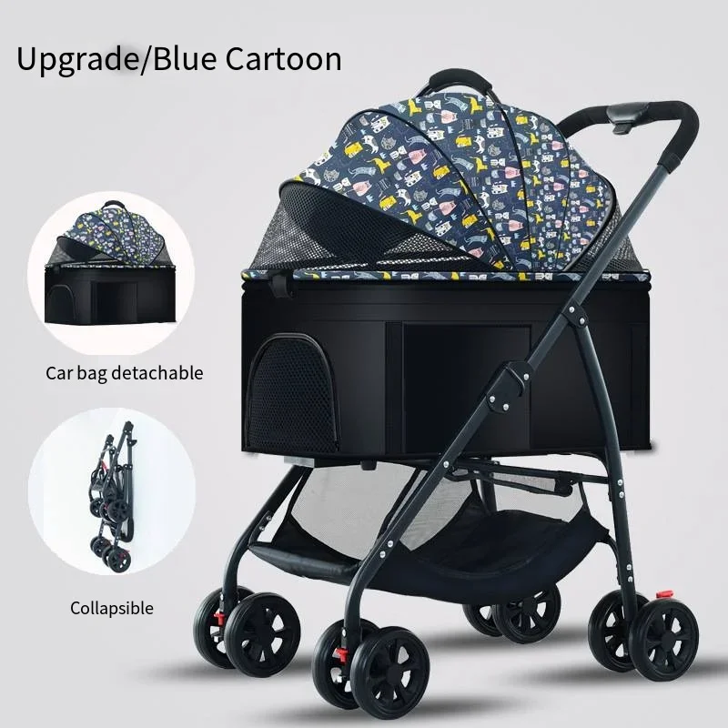 Cochecitos para mascotas 3 en 1, ligeros y plegables, diseñados específicamente para pasear perros, bebés, perros medianos y pequeños, gatos y para uso en exteriores. - Imagen 12