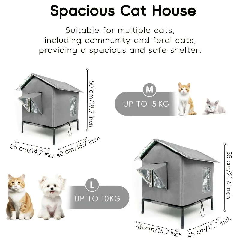Nido cálido de invierno para gatos, aislado térmicamente, refugio exterior para gatos, casa para gatos callejeros, cueva de suelo. - Imagen 10
