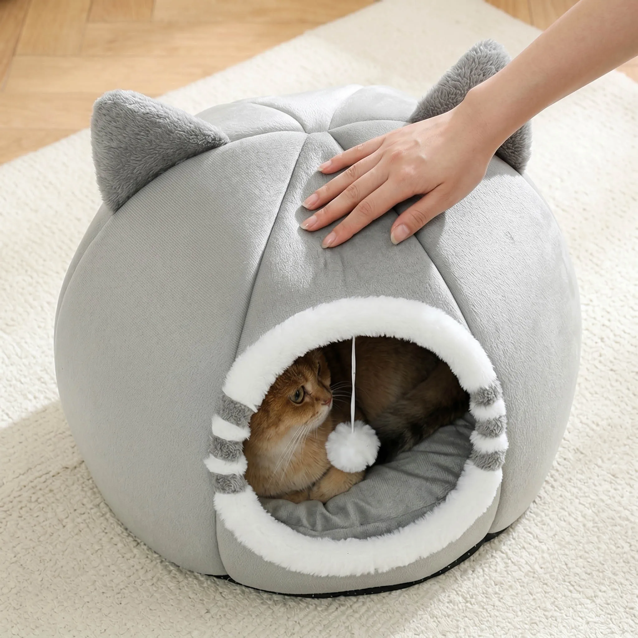 Cama para gatos de dibujos animados, casa para gatos pequeños y medianos, acogedora cueva para gatitos. - Imagen 10