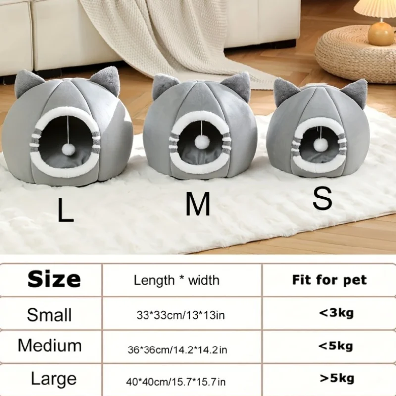 Cama para gatos de dibujos animados, casa para gatos pequeños y medianos, acogedora cueva para gatitos. - Imagen 4