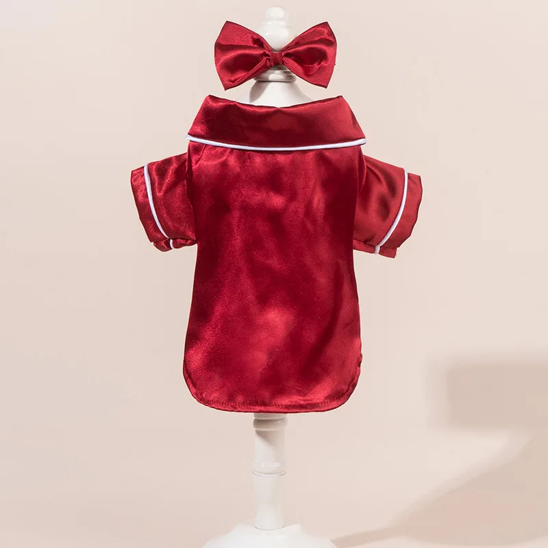 Conjunto de pijama para mascotas: lindo pijama de color liso para perros y gatos con diadema de flores, suave y sin arnés. - Imagen 3