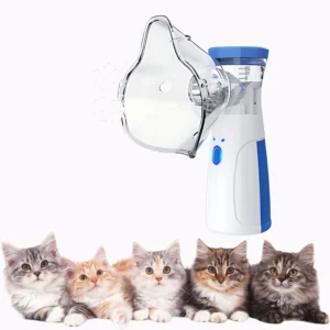 Inhalador nebulizador para mascotas con asma para alivio respiratorio. Dispositivo veterinario fácil de usar para animales que promueve la salud de las mascotas.