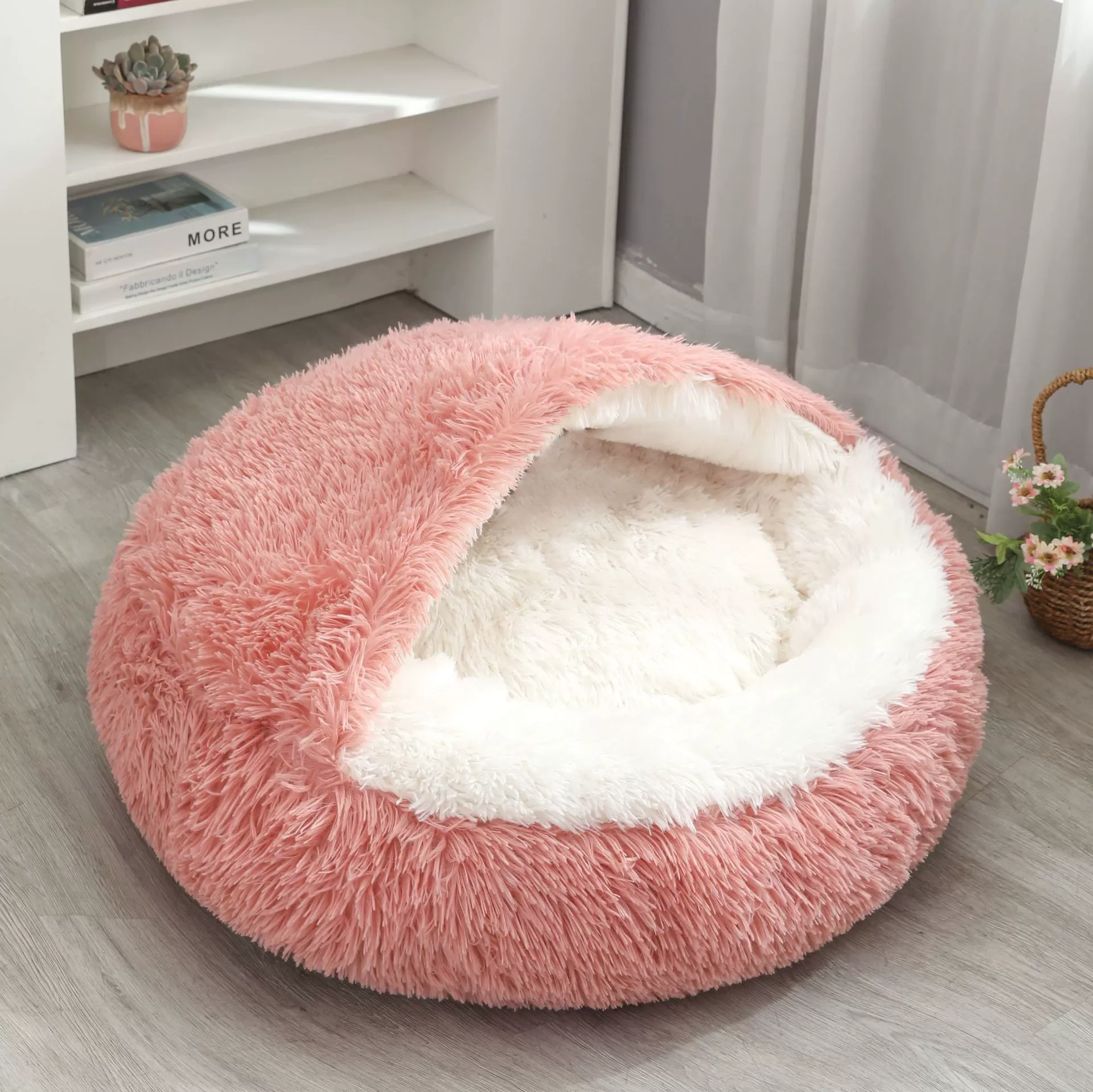 Cama redonda para perros, cama cálida de invierno para gatos, cesta de felpa para perros, cama lavable para mascotas, sofá para perros pequeños, medianos y grandes. - Imagen 8