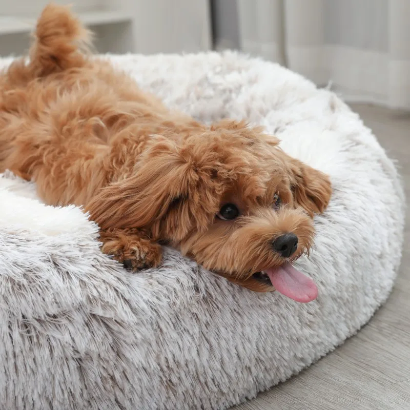 Cama redonda para perros, cama cálida de invierno para gatos, cesta de felpa para perros, cama lavable para mascotas, sofá para perros pequeños, medianos y grandes. - Imagen 17