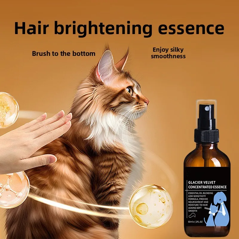 Spray para el cuidado del pelo de mascotas, antiestático, brillante, sin necesidad de enjuague, desenredante, con aceite esencial y desodorizante.