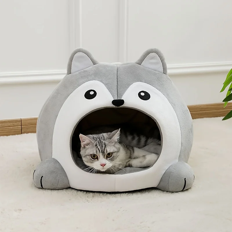 Cama para gatos de dibujos animados, casa para gatos pequeños y medianos, acogedora cueva para gatitos. - Imagen 15